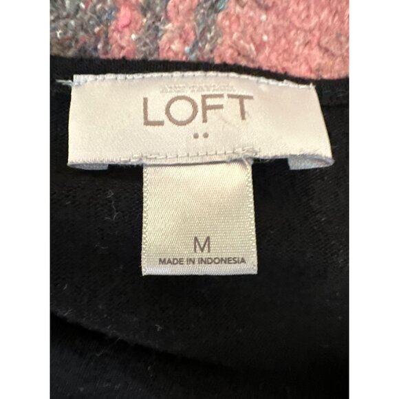 Ann Taylor Loft Black Tiered Long Sleeve Top Medium Career Fall Winter - Picture 2 of 4